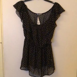 Sheer scoop neck shirt